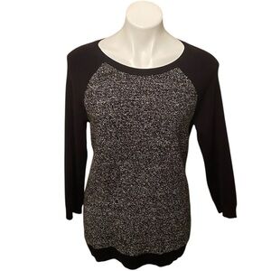 Calvin Klein Jeans Black Women's Mixed Media Sweater Size Large